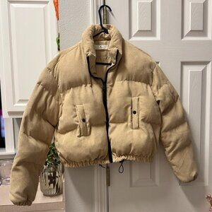 Women's Cropped Funnel Neck Puffer Jacket - Medium